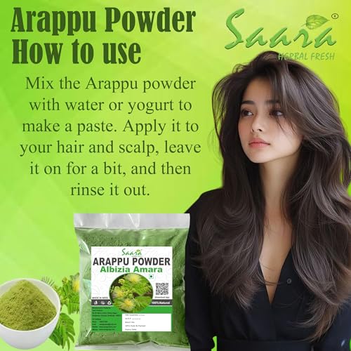 Saara HERBAL FRESH Arappu Powder 300g | Albizia Amara | Usilam | Green Arappu for Hair wash & Hair care (Pack of 3 X 100g) - Image 4