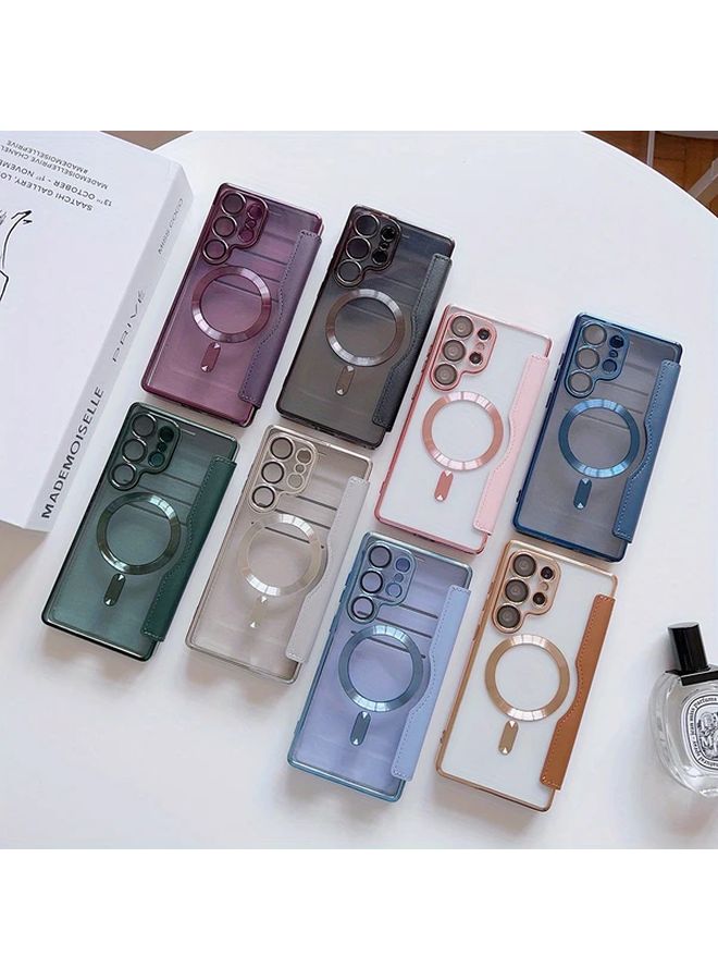 Deep Purple Magnetic Flip Cover For Samsung Galaxy A36 Faux Leather Case - Image 3