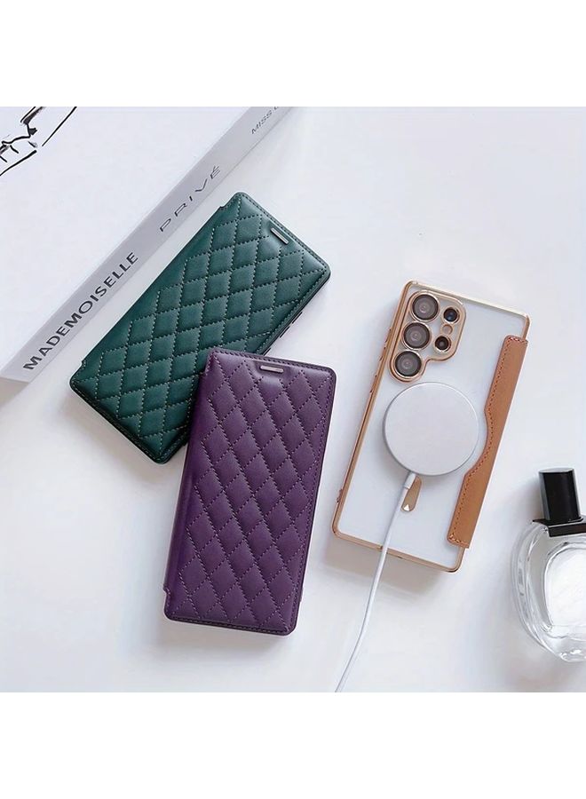 Deep Purple Magnetic Flip Cover For Samsung Galaxy A36 Faux Leather Case - Image 5