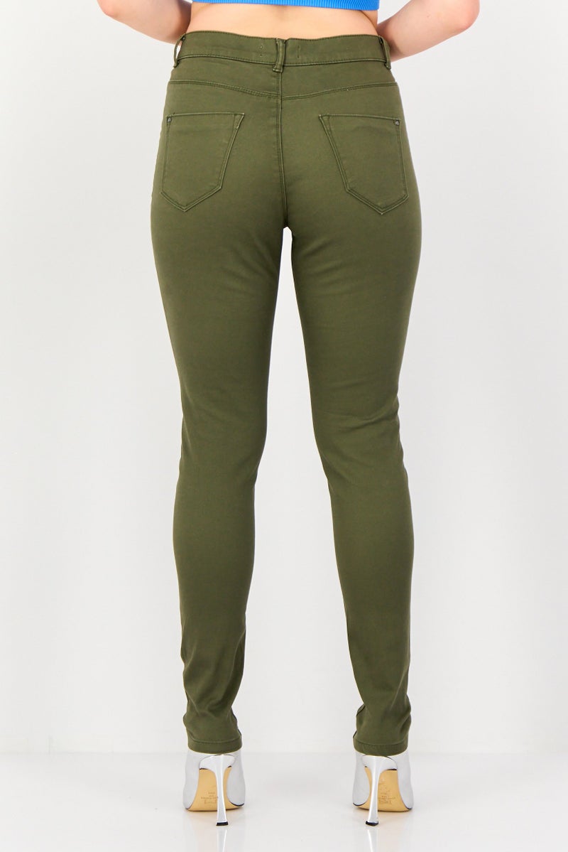 DOROTHY PERKINS Women Regular Fit Solid Frankie Chino Pants, Olive - Image 3