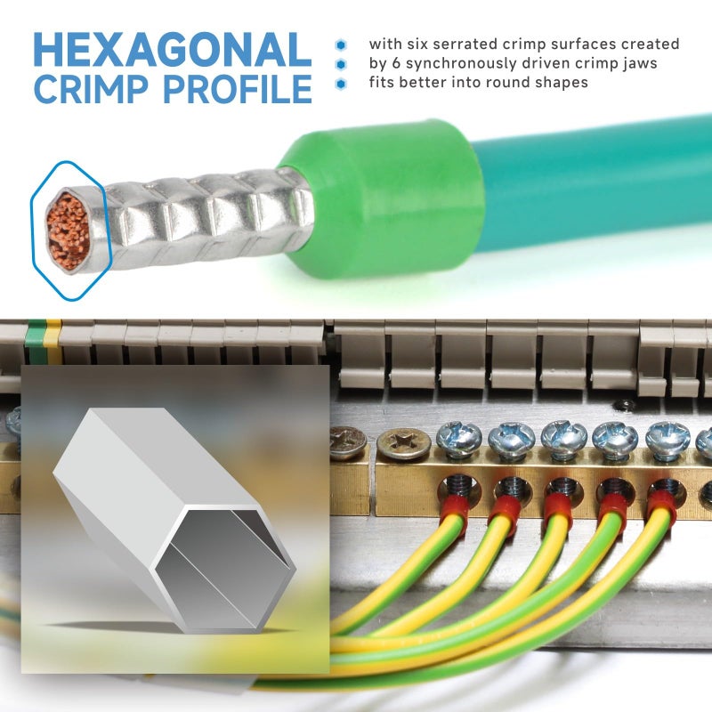 IWISS أداة الضغط السداسية iCrimp مع رافعة للأطراف والأقماع 0.5-16mm2 AWG 20-5 - Image 3
