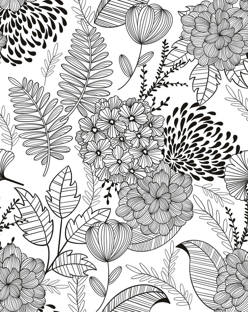 MelunMer Black and White Peel and Stick Wallpaper for Bathroom Boho Vintage Floral Leaf Contact Paper for Cabinets and Drawers Laundry Room Wallpaper Stick and Peel,Removable,Waterproof 78.8inL17.3inW - Image 1