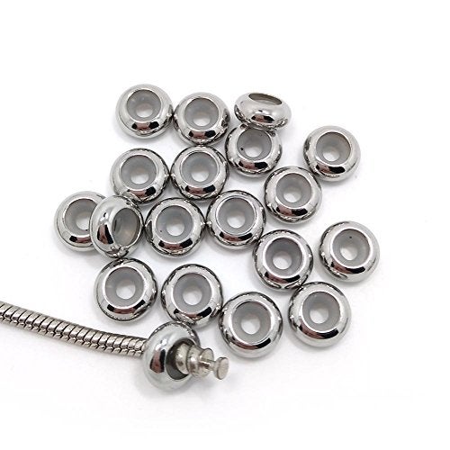 YIQIFLY Stopper Beads 20pcs Stainless Steel Insert Rubber Stopper Beads fit Bracelet and Necklace - Image 2