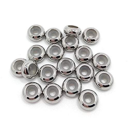 YIQIFLY Stopper Beads 20pcs Stainless Steel Insert Rubber Stopper Beads fit Bracelet and Necklace - Image 1