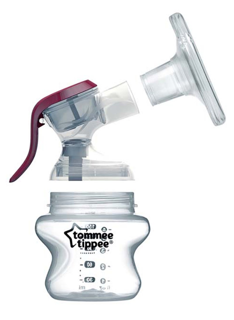 tommee tippee Manual Breast Pump with soft, cushioned silicone cup and narrow neck for hand strain reduction - Image 2