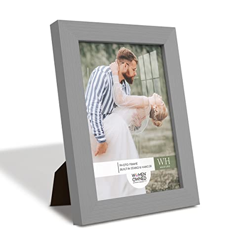 Renditions Gallery 5x7 inch Picture Frame Modern Style Wood Pattern and High Definition Glass Ready for Wall and Tabletop Photo Display Gray Frame