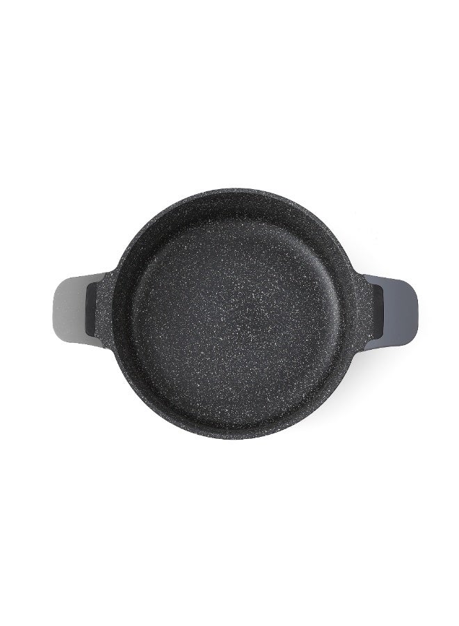 جوليا قِدر سطحي جوليا  إيليت إيدج 28 سم مع غِطاء - رمادي - جرانيت أسود غير لاصق - يدعم الحث الحراري - Image 3