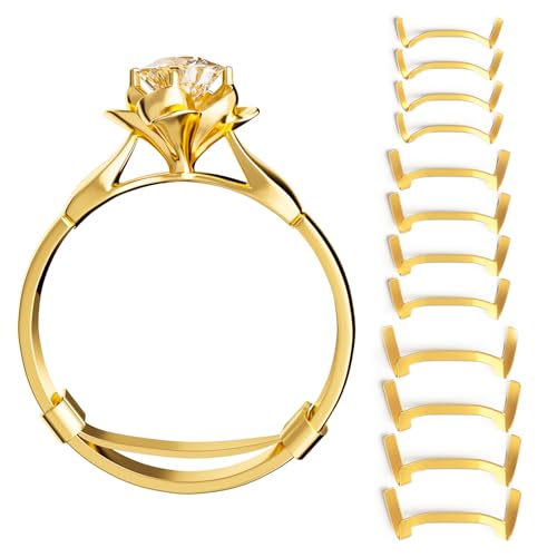 ELETIUO Ring Guard Set for Loose Rings,12 Pack 3 Sizes for Different Band Widths,Invisible Ring Size Adjuster Tightener Spacer Fitter for Any Ring Size,Golden Color - Image 1