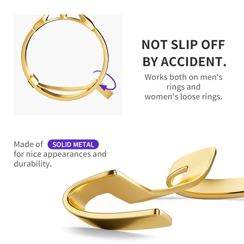 ELETIUO Ring Guard Set for Loose Rings,12 Pack 3 Sizes for Different Band Widths,Invisible Ring Size Adjuster Tightener Spacer Fitter for Any Ring Size,Golden Color - Image 3