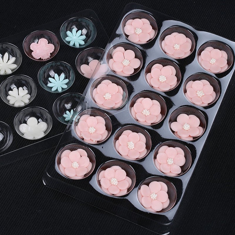 SK 2 Pcs Set 15 Cavity Sugar Flower Fondant Drying Shaping Plate Plastic Sugar Flower Fondant Forming Shaping Mold-no flower  - Image 2