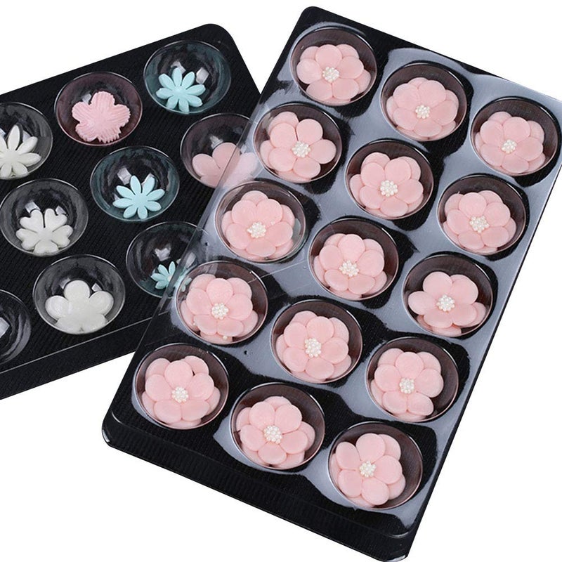 SK 2 Pcs Set 15 Cavity Sugar Flower Fondant Drying Shaping Plate Plastic Sugar Flower Fondant Forming Shaping Mold-no flower  - Image 1