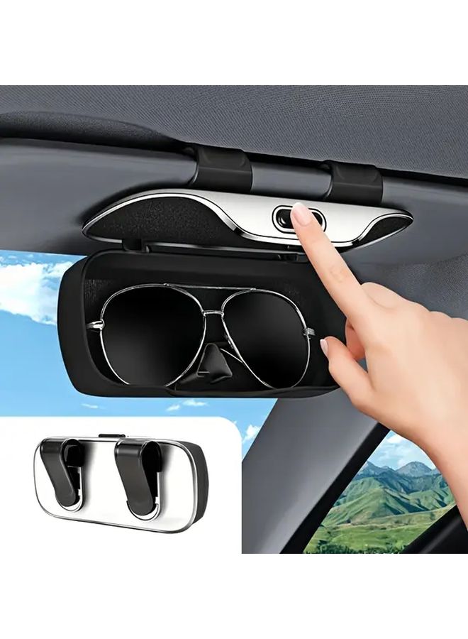 Universal Sun Visor Glasses Case Gray One Handed Placement Safe Stable Fashion Gift - Image 1