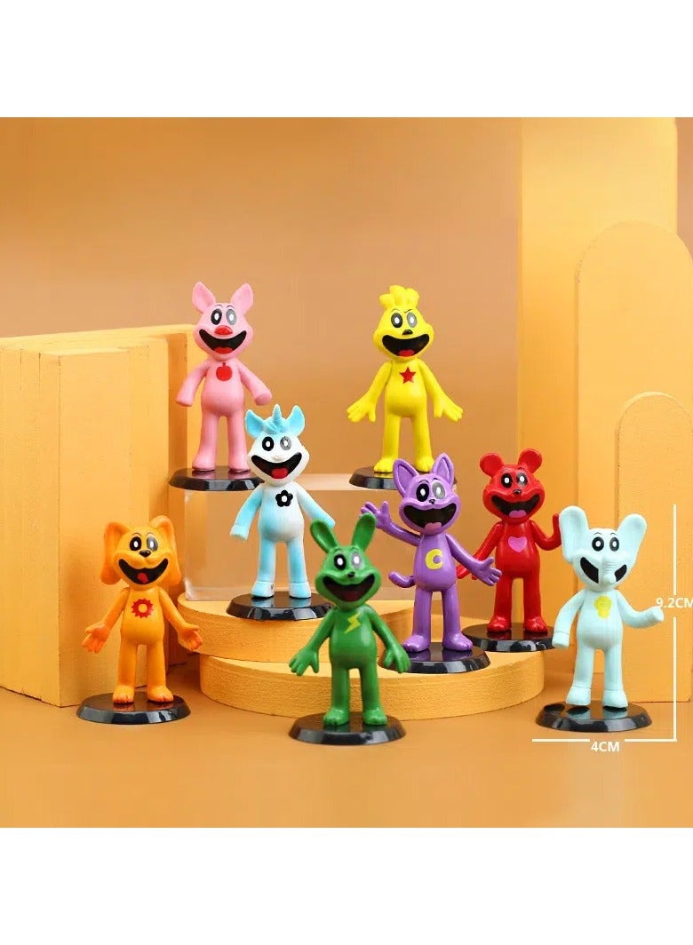 عام مجموعة المخلوقات المبتسمة من 8 قطع: دمى نموذج كرتونية يدوية الصنع، ديكورات ألعاب عصرية، هدايا مجموعات ألعاب شخصيات PVC، ألعاب كرتونية مبتكرة، هدايا أعياد الميلاد والعطلات - Image 1