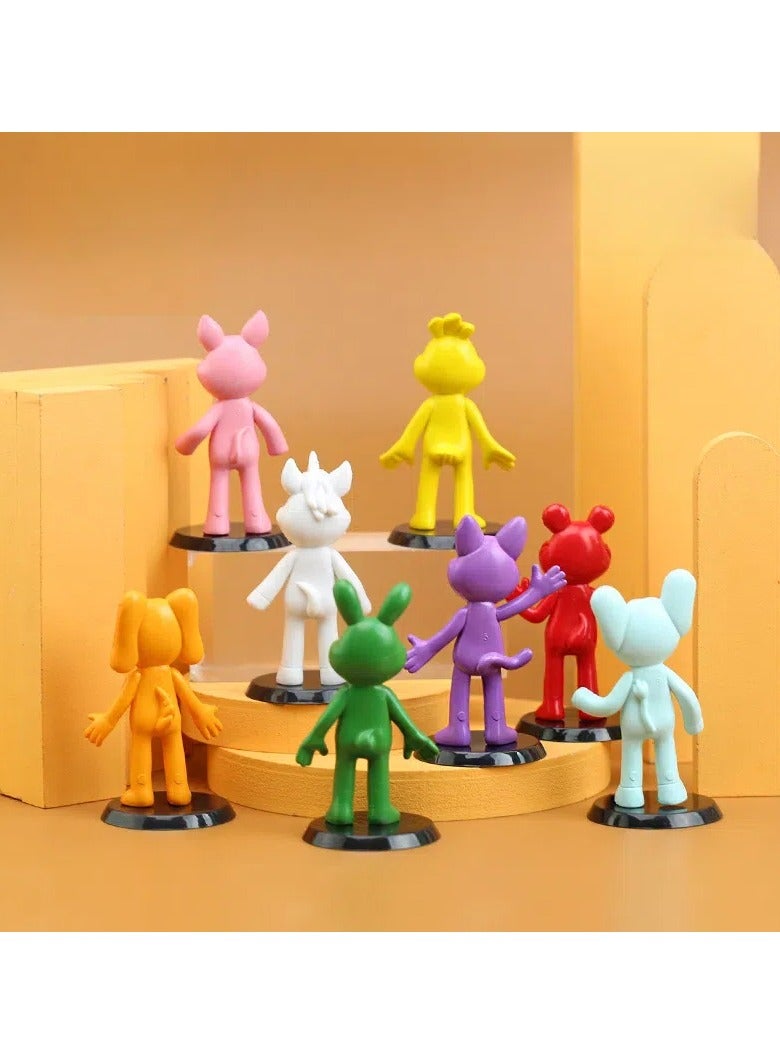 عام مجموعة المخلوقات المبتسمة من 8 قطع: دمى نموذج كرتونية يدوية الصنع، ديكورات ألعاب عصرية، هدايا مجموعات ألعاب شخصيات PVC، ألعاب كرتونية مبتكرة، هدايا أعياد الميلاد والعطلات - Image 3