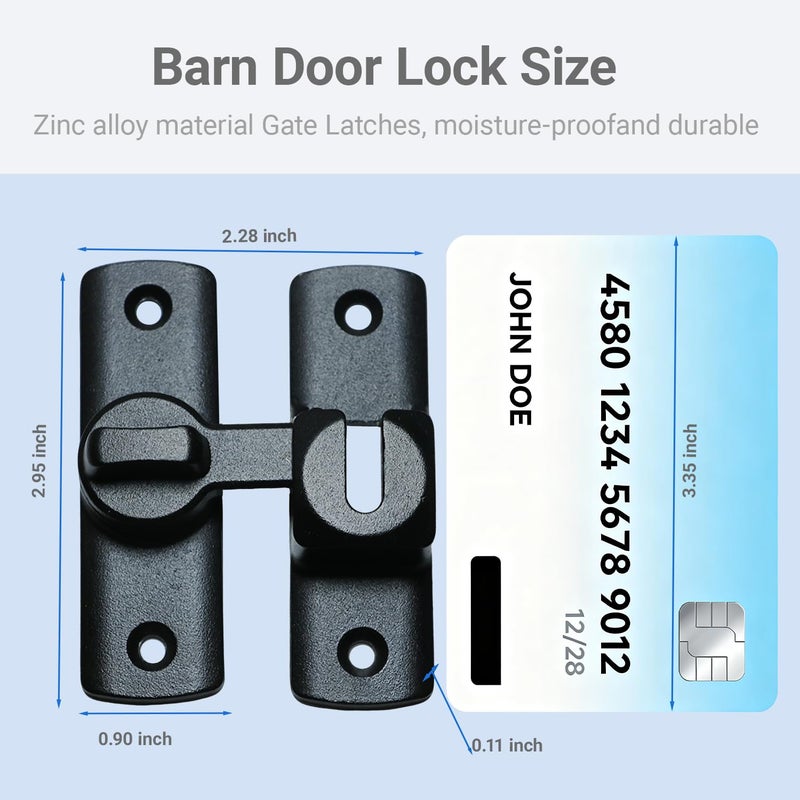 Cixuaiti Upgraded Barn Door Lock - 90/180 Degree Flip Door Latch, Protecting Safety Sliding Gate Latches for Barn, Garden, Bathroom, Cabinet, Window, Sliding Door - Image 2