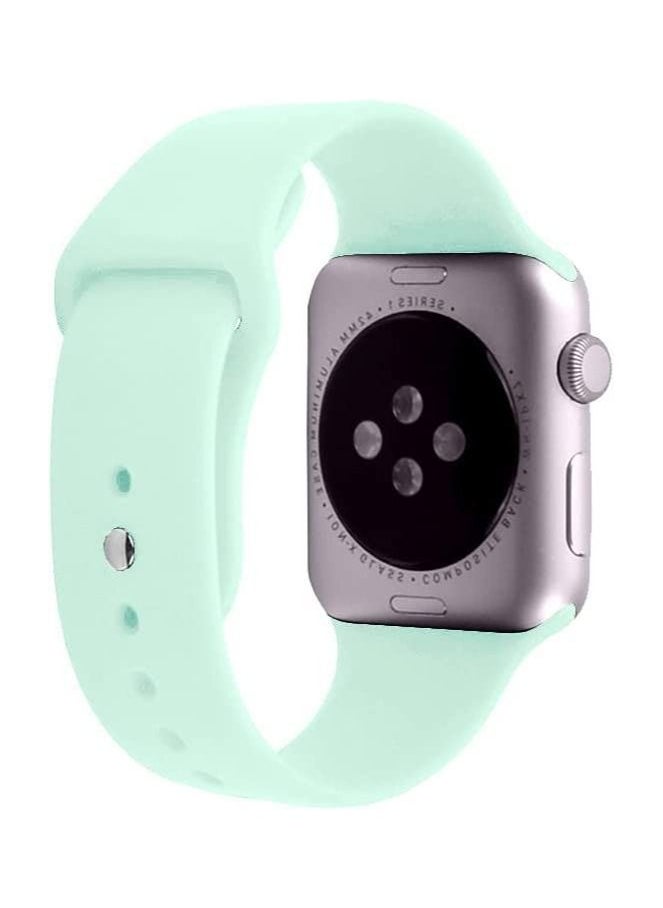 VITION - Sports Band for Apple Watch 42mm 44mm 45mm Soft Silicone Replacement Wrist Strap for iWatch Series 7/SE/6/5/4/3/2/1 Beryl - Image 1