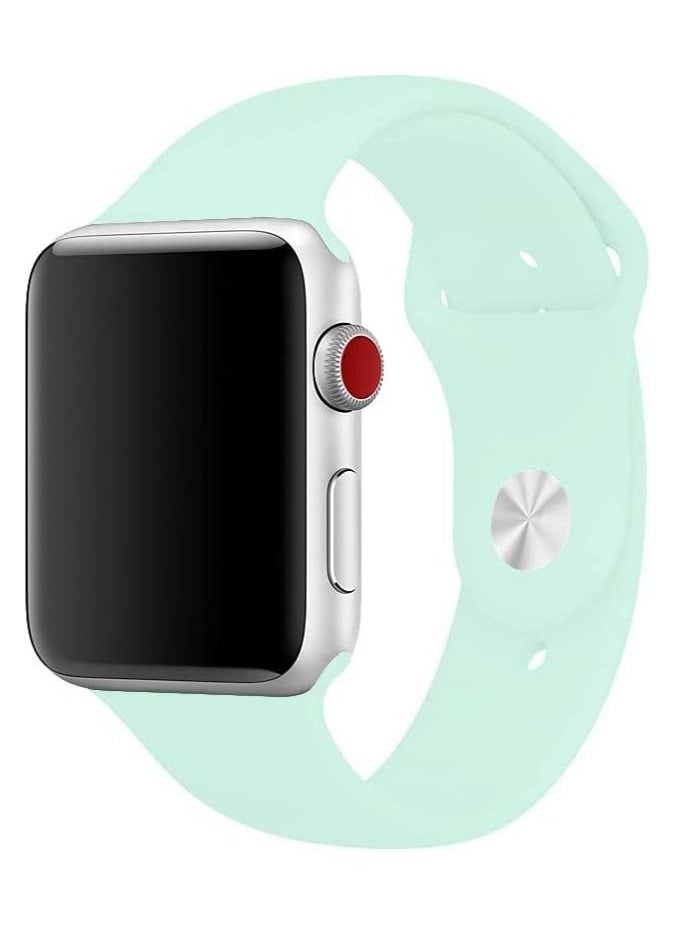 VITION - Sports Band for Apple Watch 42mm 44mm 45mm Soft Silicone Replacement Wrist Strap for iWatch Series 7/SE/6/5/4/3/2/1 Beryl - Image 1