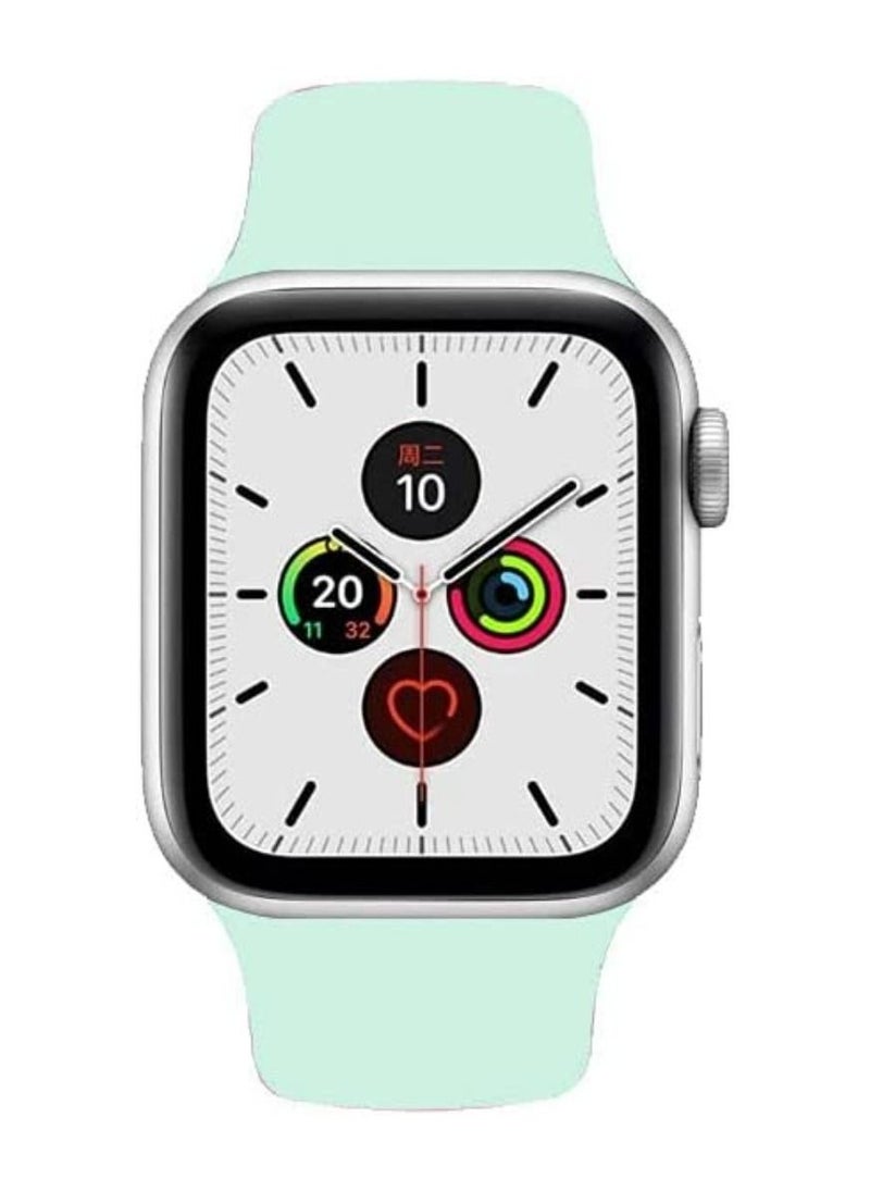VITION - Sports Band for Apple Watch 42mm 44mm 45mm Soft Silicone Replacement Wrist Strap for iWatch Series 7/SE/6/5/4/3/2/1 Beryl - Image 1