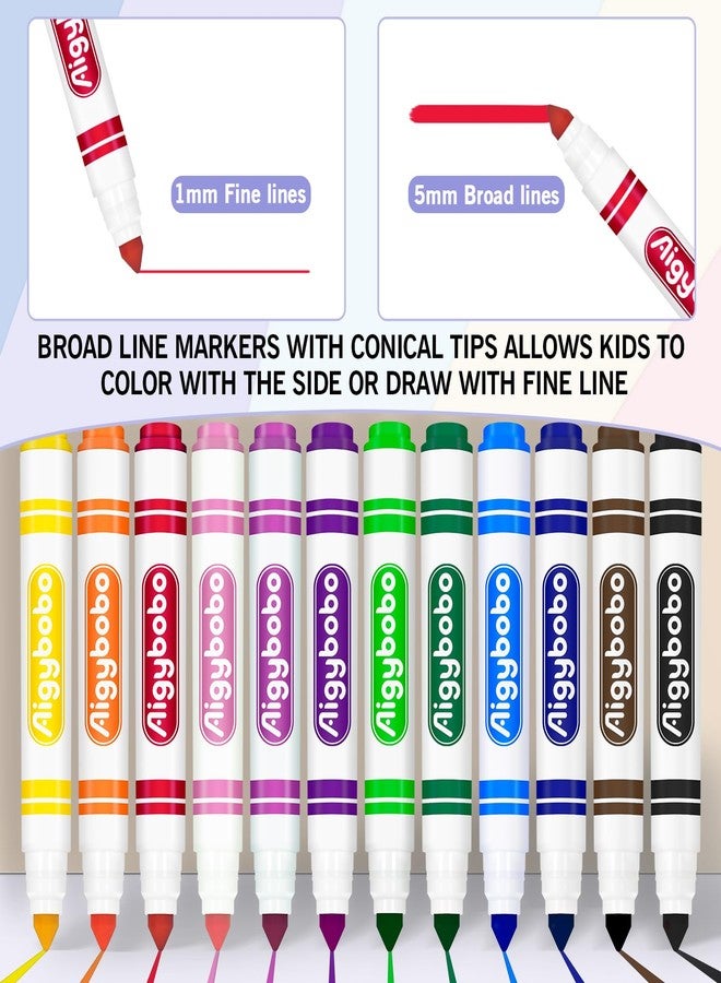 Aigybobo 240 Count Washable Markers Bulk, 12 Assorted Colors, Broad Line Conical Tip Coloring Markers for Kids, Markers Bulk Pack for Classroom, School Art Supplies & Back to School Supplies - Image 3