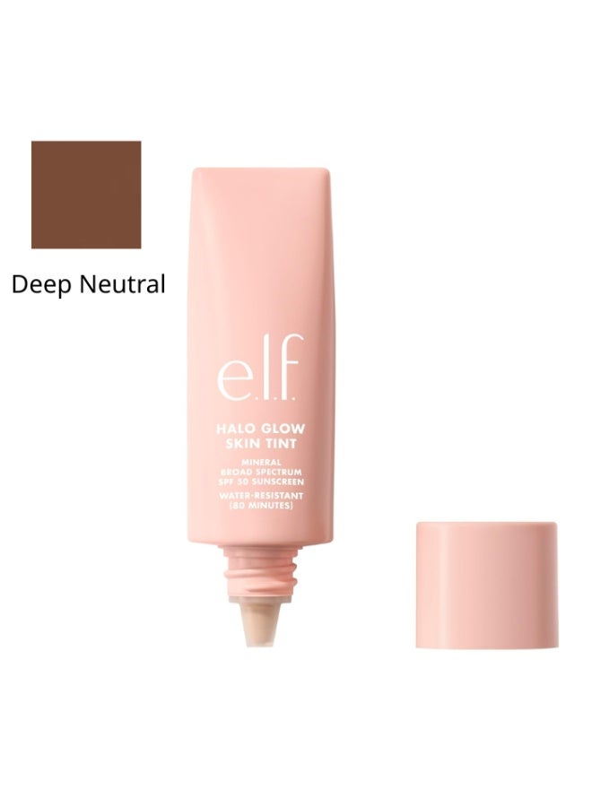elf Halo Glow Skin Tint SPF 50, Tinted Moisturizer For Light, Creates A Natural Glow,Deep Neutral - Image 1