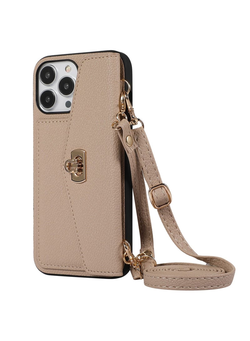 Suteni Crossbody Strap Back Cover Card Slots Leather Phone Case for iPhone  - Image 1