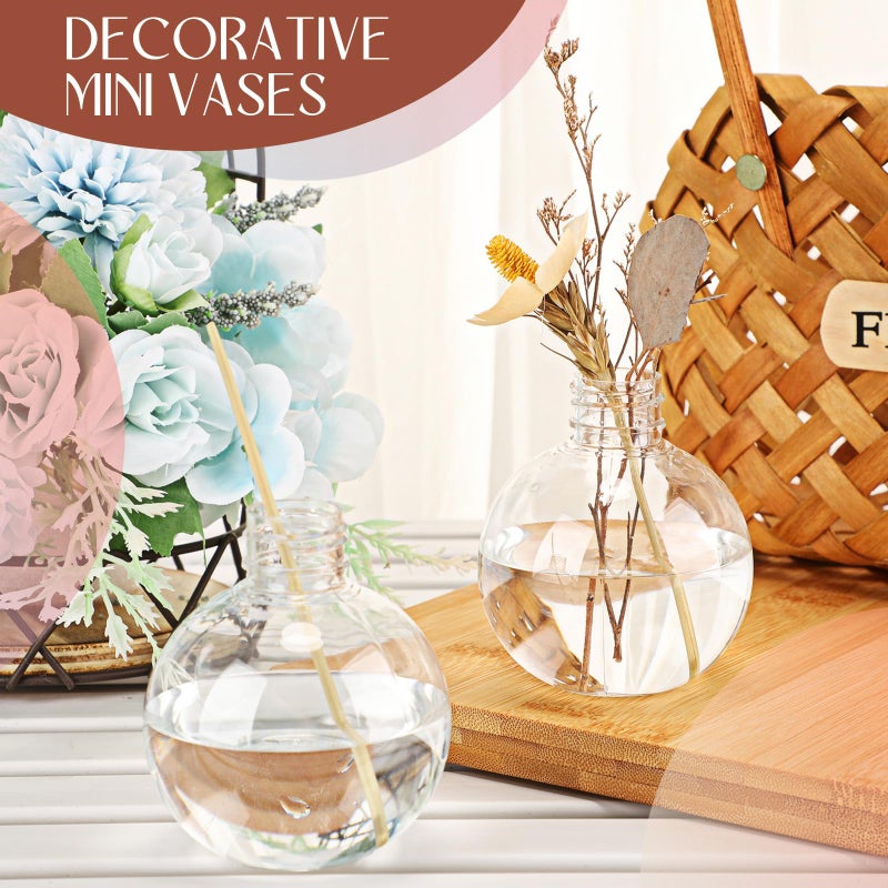 Jinei 9 Sets 8 oz Spherical Plastic Potion Bottles Clear Cocktail Ornament Cups with Funnels Ball Shape Sand Bottles for Christmas DIY Wedding Party Gift Crafts Decoration(Wooden,Topper) - Image 3