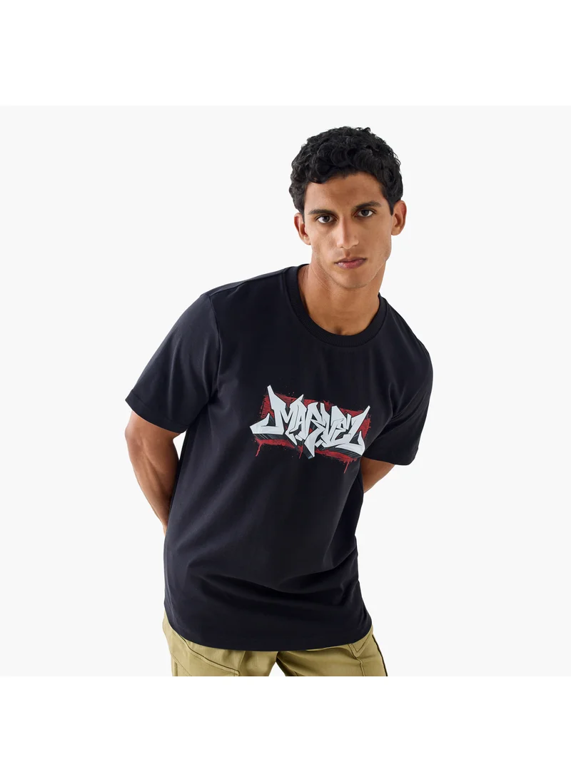 FAV Marvel Print T-shirt with Crew Neck