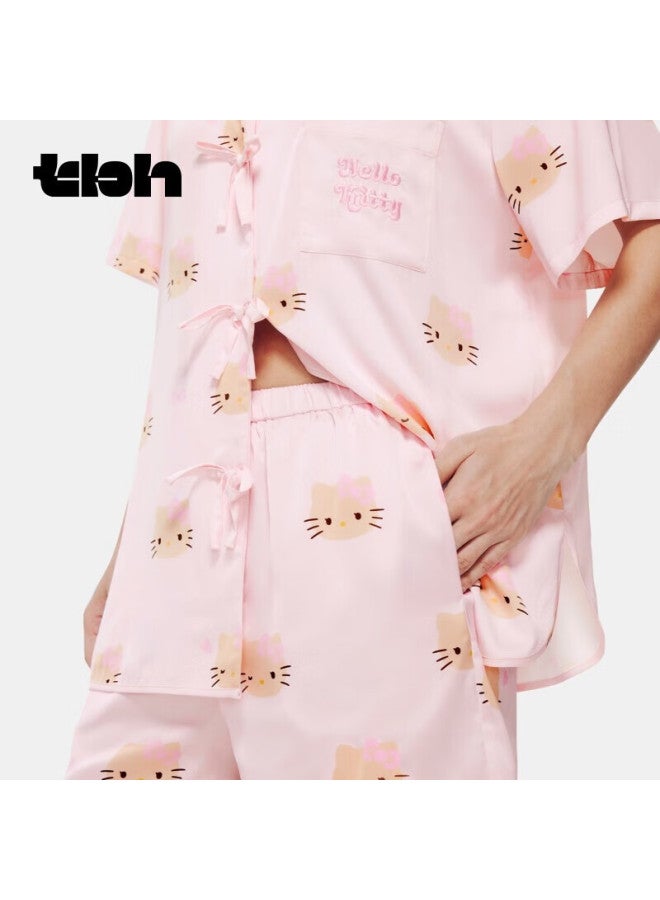 Tbh Sanrio o Kitty Starlight Satin Long Homewear Set Wearable Pajamas Short Millennium Pink S - Image 2