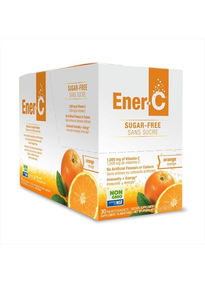 Ener-C Sugar Free Orange Multivitamin Drink Mix, 1000mg Vitamin C, Non-GMO, Vegan, Real Fruit Juice Powders, Natural Immunity Support, Electrolytes, Gluten Free, 1-Pack of 30  - Image 1