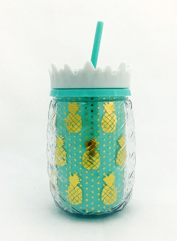 Salla Pineapple-Shaped Drinkware Tumbler for Cold Beverages with Reusable Straw Turquoise 450ml - Image 1