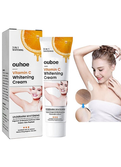 Vitamin C Underarm Whitening And Moisturizing Cream, Elbow Curve Joints Melanin Brighten Skin Tone Improve Dullness Glow Whitening Cream 50G