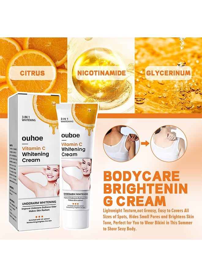 Vitamin C Underarm Whitening And Moisturizing Cream, Elbow Curve Joints Melanin Brighten Skin Tone Improve Dullness Glow Whitening Cream 50G