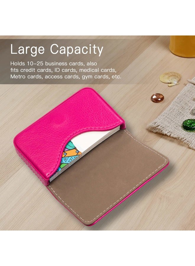 Padike Business Name Card Holder Luxury PU Leather,Business Name Card Holder Wallet Credit Card ID Case/Holder for Men & Women - Keep Your Business Cards Clean(Rose red) - Image 3