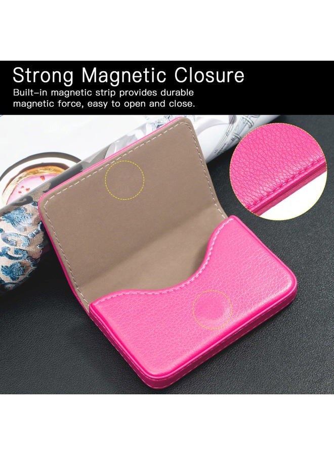 Padike Business Name Card Holder Luxury PU Leather,Business Name Card Holder Wallet Credit Card ID Case/Holder for Men & Women - Keep Your Business Cards Clean(Rose red) - Image 4