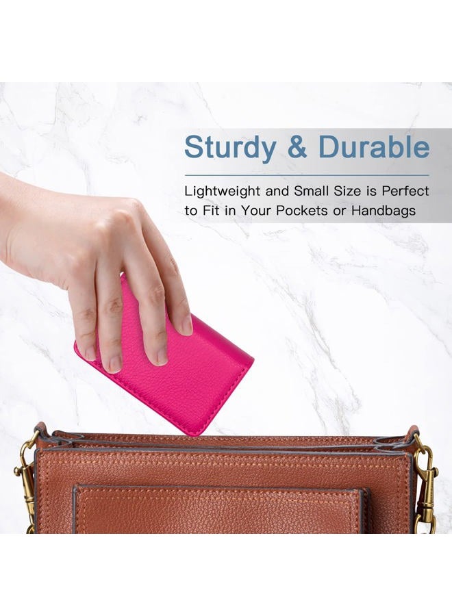 Padike Business Name Card Holder Luxury PU Leather,Business Name Card Holder Wallet Credit Card ID Case/Holder for Men & Women - Keep Your Business Cards Clean(Rose red) - Image 5