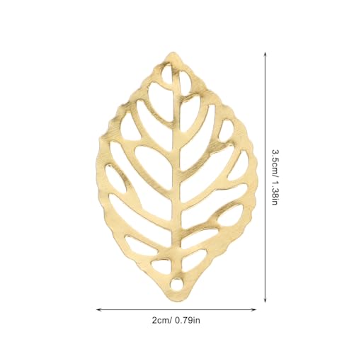 HEALLILY 100Pcs Hollow Leaf Charms Gold Metal Crafts Leaf Metal Flake Charms Ornaments Pendant for DIY Jewelry Making Hairpin Headwear Earring (Golden) - Image 2