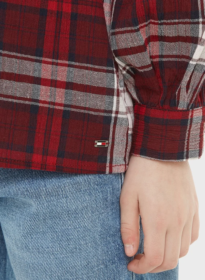 TOMMY HILFIGER Kids Checked Ruffle Collar Shirt