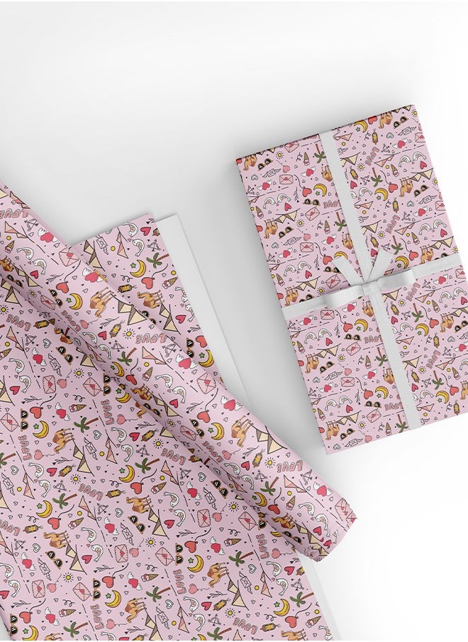 Share the Love Love, Arabic Theme - Pink Gift Wrapping Paper (Pack of 4)  - Image 1