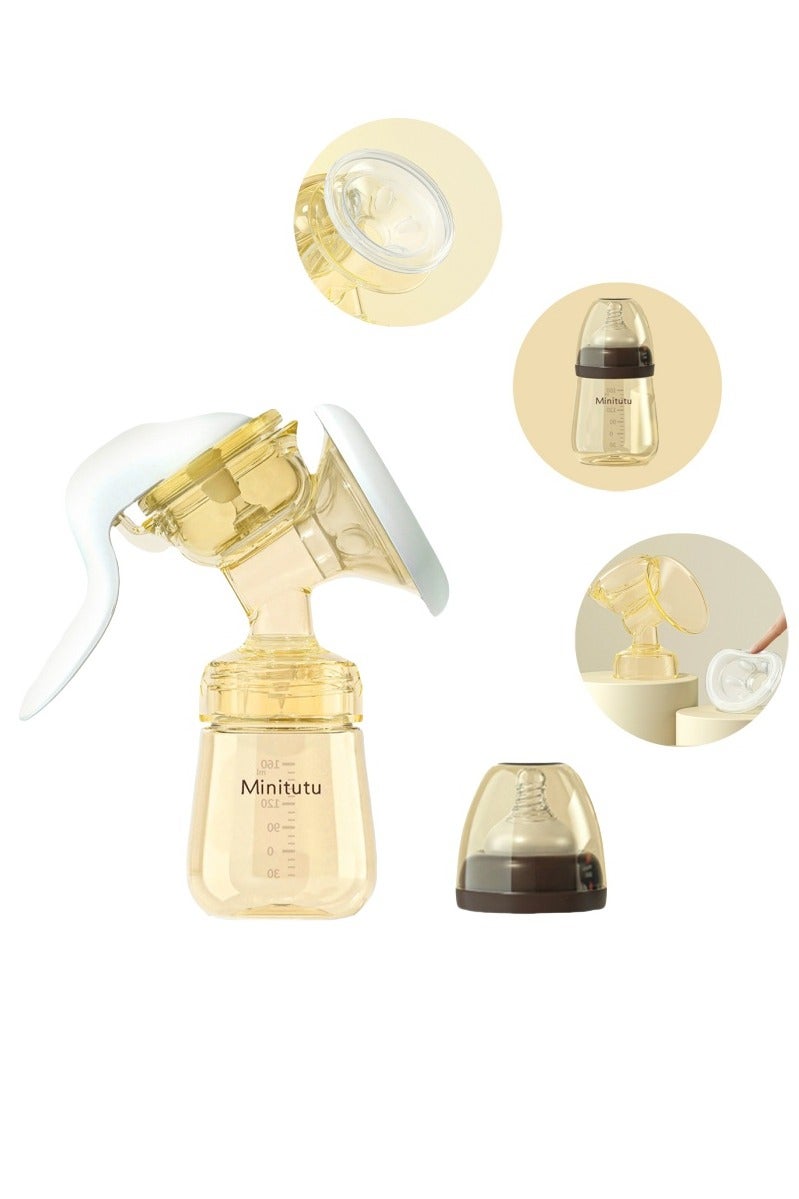 Minitutu Manual breastfeeding breast pump small portable nano antibacterial milk collector multifunctional milk bottle massage lactation - Image 1