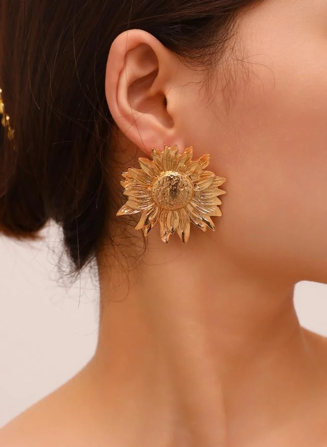 Take Two Gold Sunflower Stud Earrings