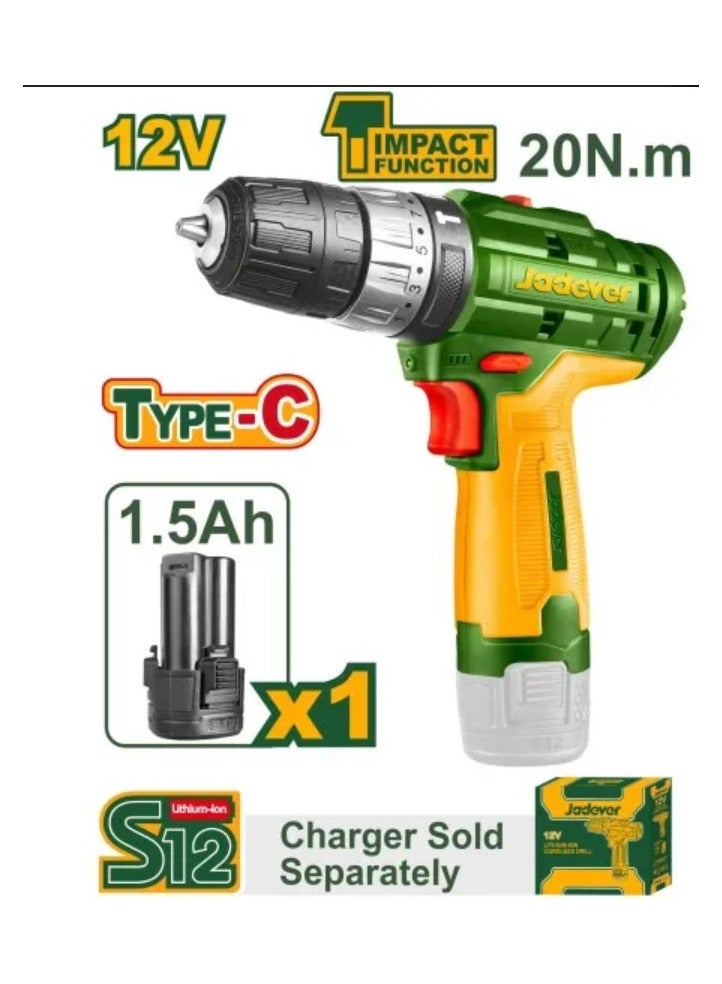 Jadever 12V Battery Charger, Shockproof Body with Battery, Jadever