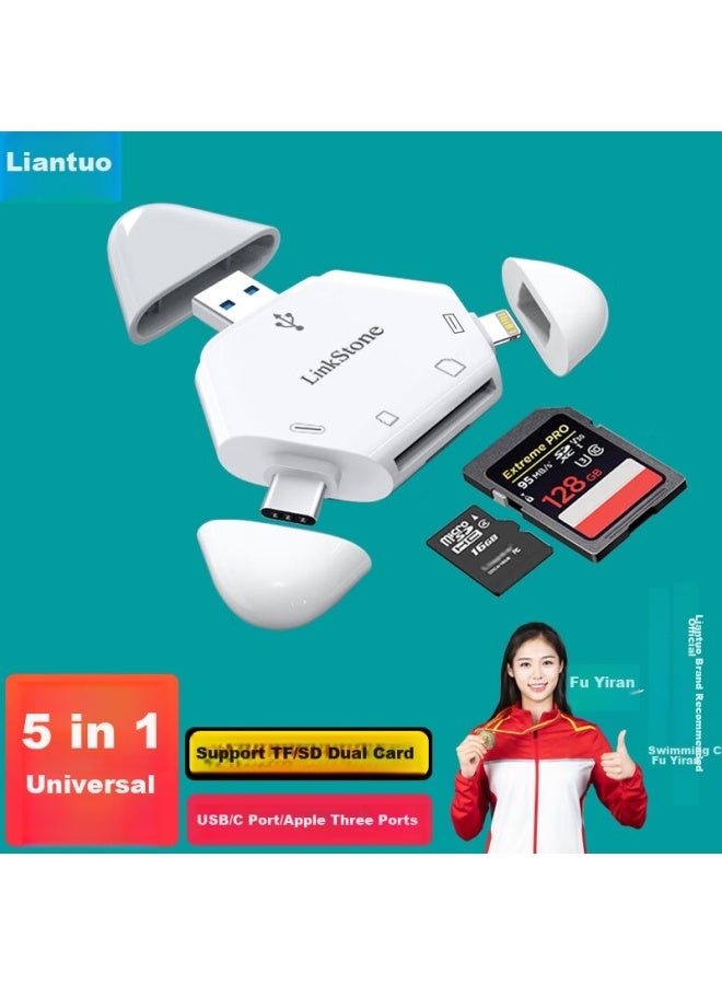 Linkstone Liantuo Multi-function Card Reader Compatible With Phones, Computers, Cameras, Sd Cards, High-speed Tf Cards, Huawei, Apple Ipad Tablets, Universal Tf Card Reader - Image 1