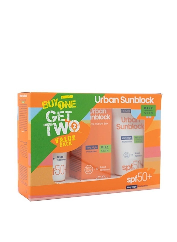 novaclear Urban Sunblock SPF 50 plus UVA UVB Sunscreen High Protection plus Oily Skin Cream 40 ml pack of 2