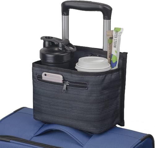 ZHCHG Luggage Travel Cup Holder Attachment for Suitcase Drink Carrier Caddy, Coffee Mug and Tumblers, Traveler Carry on Hands Free Accessory- Gifts for Flight Attendants Travelers Accessories - Image 1
