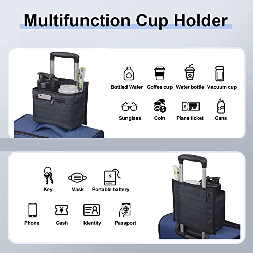 ZHCHG Luggage Travel Cup Holder Attachment for Suitcase Drink Carrier Caddy, Coffee Mug and Tumblers, Traveler Carry on Hands Free Accessory- Gifts for Flight Attendants Travelers Accessories - Image 3