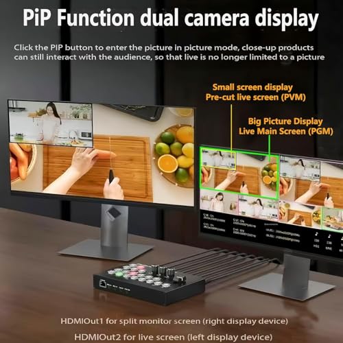 MICROWARE Video Mixer Switcher 4K 4HDMI Input 2HDMI Output Multi Camera Live Streaming Switcher 2MIC/LINE in/LiNE Out Audio Mixer,RS232 Type-C USB3.0 Capture Support PGM PVW PIP OSD - Image 5