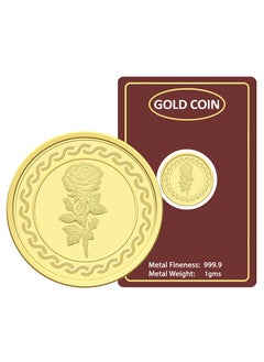 FK Jewellers 1g Gold Coin with Flower & UAE Heritage Building Design - 1 Grams 24KT 999.9 Purity  - Image 1