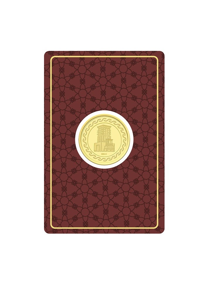 FK Jewellers - 1g Gold Coin with Flower & UAE Heritage Building Design - 1 Grams 24KT 999.9 Purity - Image 1