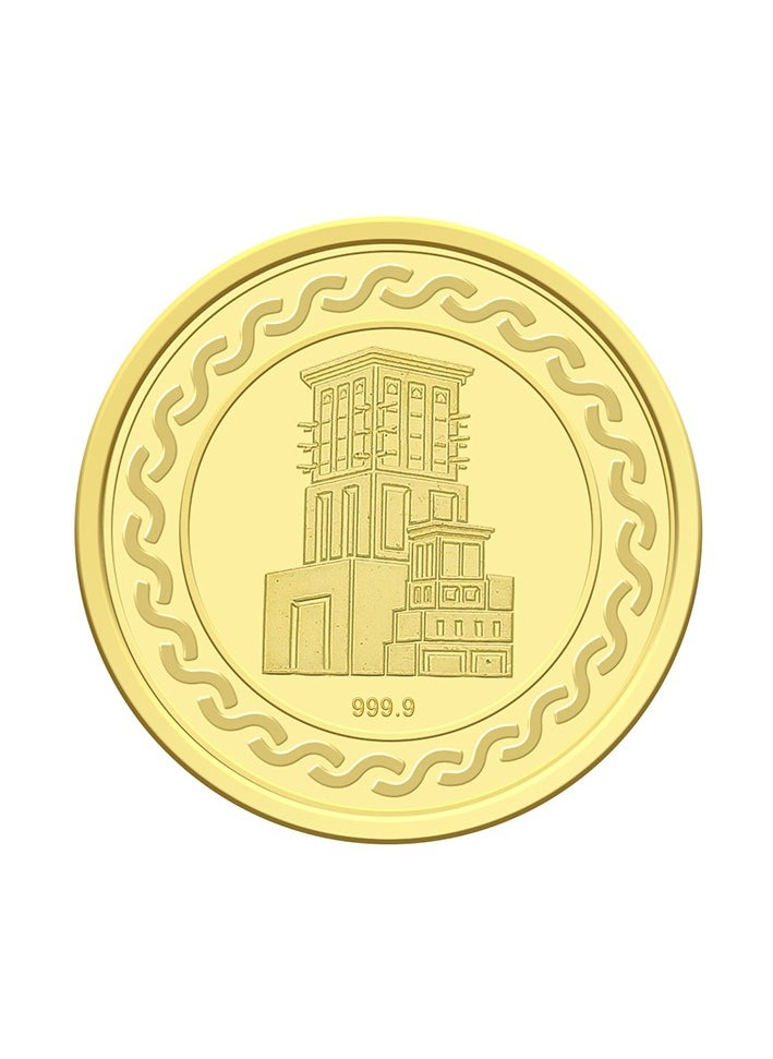 FK Jewellers - 1g Gold Coin with Flower & UAE Heritage Building Design - 1 Grams 24KT 999.9 Purity - Image 1