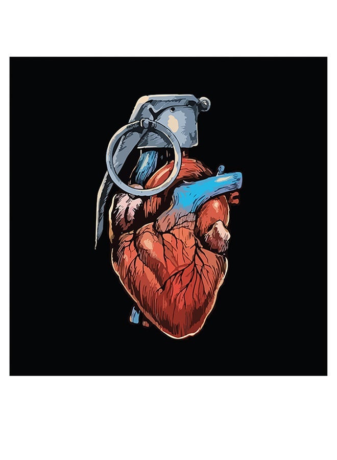 RYN Heart Grenade Themed Wall Art Black/Beige/Orange 30x30cm - Image 2